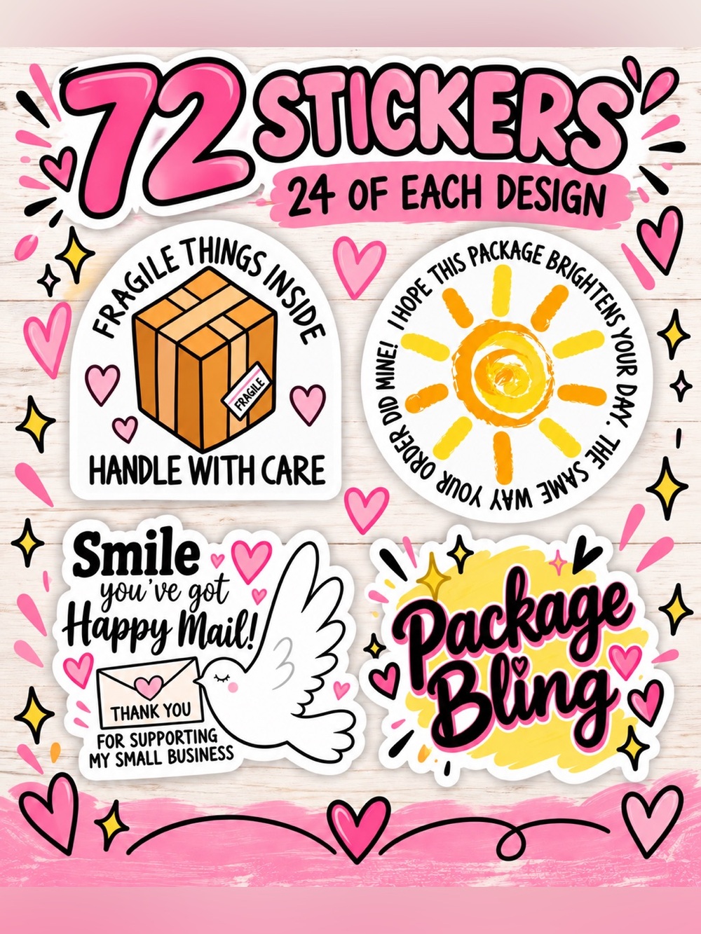 Package Bling 72 Sticker 24 of each design